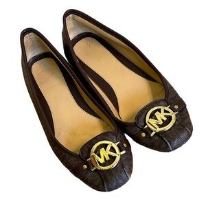 Michael Kors brown MK signature Fulton flats women 8
